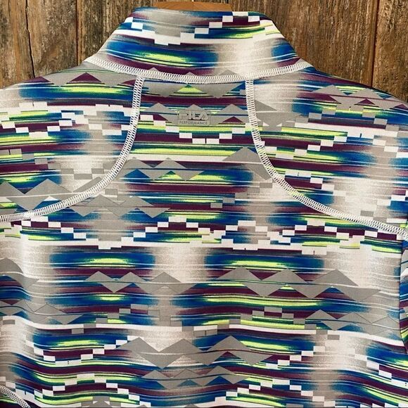 Fila Sport M Women’s Teal Gray Aztec 1/4 Zip Workout Yoga Exercise Jacket - Picture 4 of 9